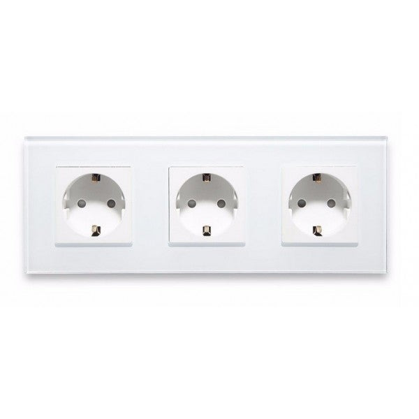 Priză triplă cu  ramă de sticlă - hsmartro